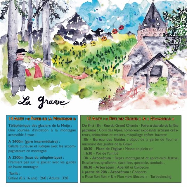 Fête des Guides, Faites des la Montagne, et Gravarelle, rejoignez nous au pays de la Meije le 14 et 15 août prochain ! 
Découvert de la montagne accessible à tous, exposants et nombreuses animations à l'arboretum et dans la grand rue de la Grave, repas champêtre le midi et barbecue le soir et concert à l'arboretum... 
Toutes les infos sur notre site Web : www.guidelagrave.com ou par téléphone
@comite_fetes_la_meije 
@lagravetourisme 
@telepheriquelagrave 
@skiset.lagrave 
@myhautesalpes 

@ortovox @petzl_official @dynastarskis @mailleapart