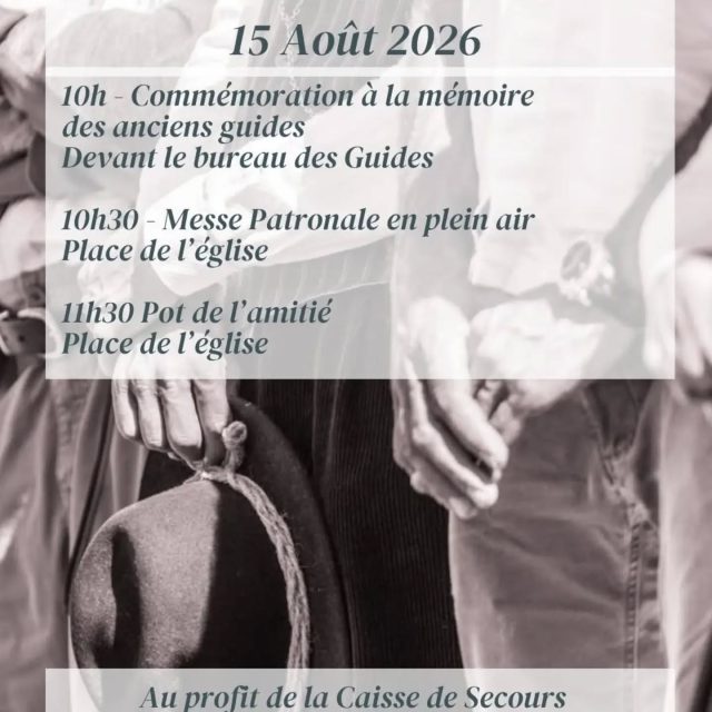⛏️ Fête des guides 2026 ⬇️
Nous avons hâte de vous retrouver aujourd'hui, samedi 15 août à la Grave pour fêter la montagne.
📅 Programme de la Fête des Guides : 
110h – ‘Bureau des Guides’ : Dépôt de gerbe de fleur au monument des anciens guides
10h30 – ‘Place de l’église’ : Messe en plein air
11h30 – Pot de l’amitié
13h – Repas montagnard & Après-midi festive à l’aborétum :
Escal’arbres, tyrolienne, spectacle, tombola…
18h30 – Apéritif et barbecue à l’Arboretum
21h – Concerts à l’arborétum
-> Tous les bénéfices sont reversés à la Caisse de Secours, fonds d'aide aux membres de la Compagnie victimes d'accidents et à leurs familles.